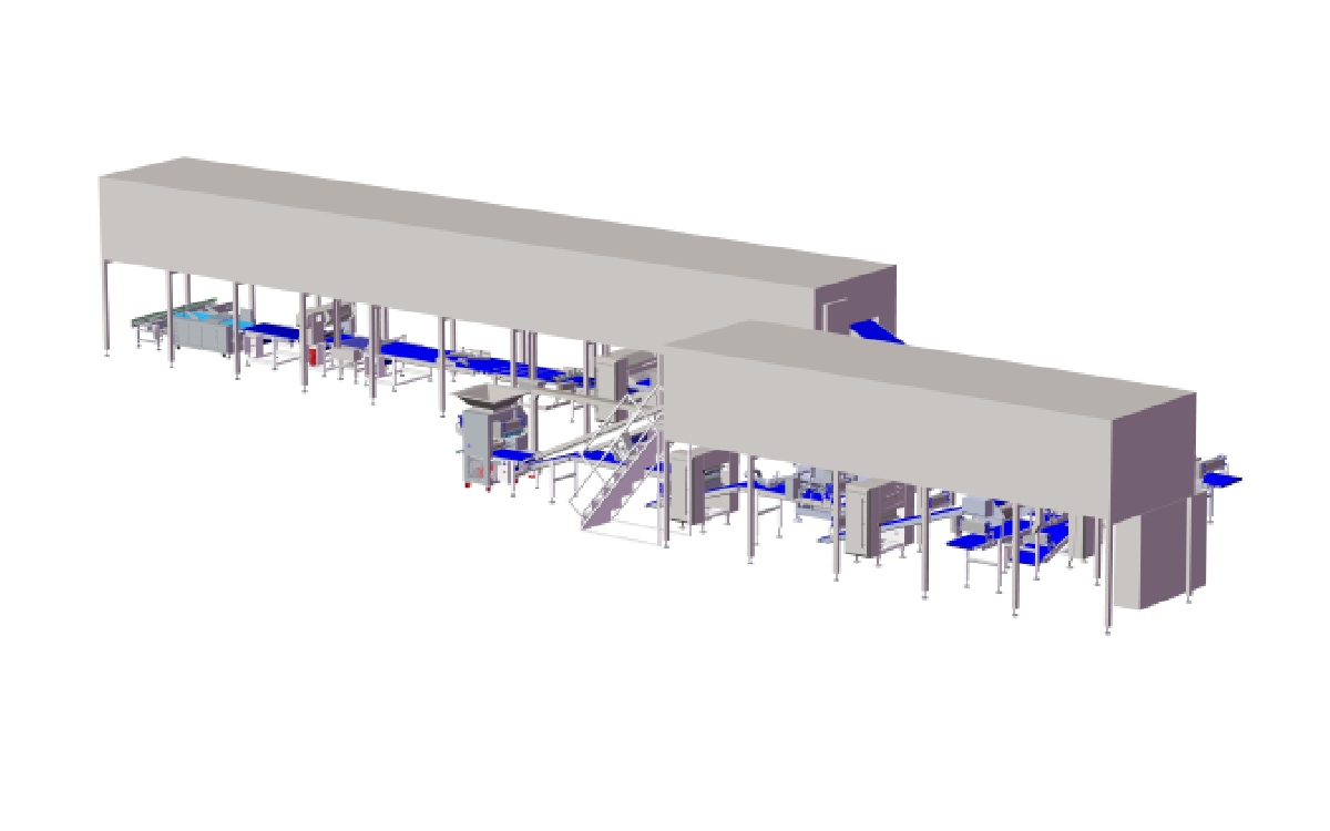 Pastry forming line with cooler