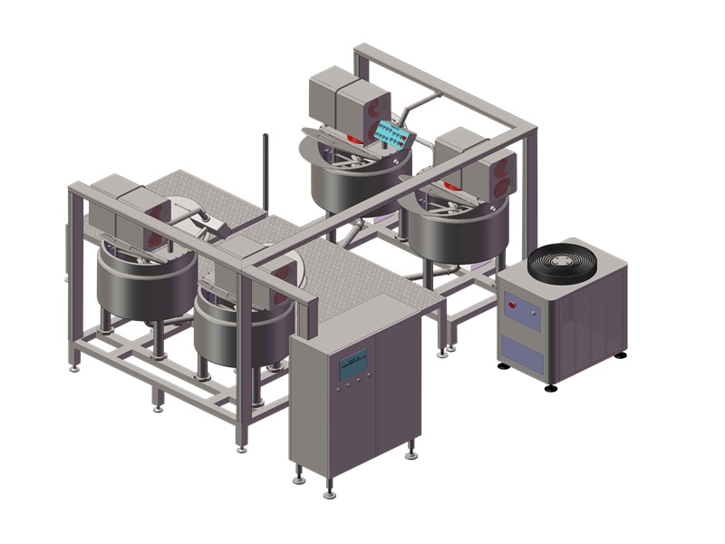 Ligne de production de systèmes de mélange et de fermentation pour la fabrication de gâteaux cuits à la vapeur